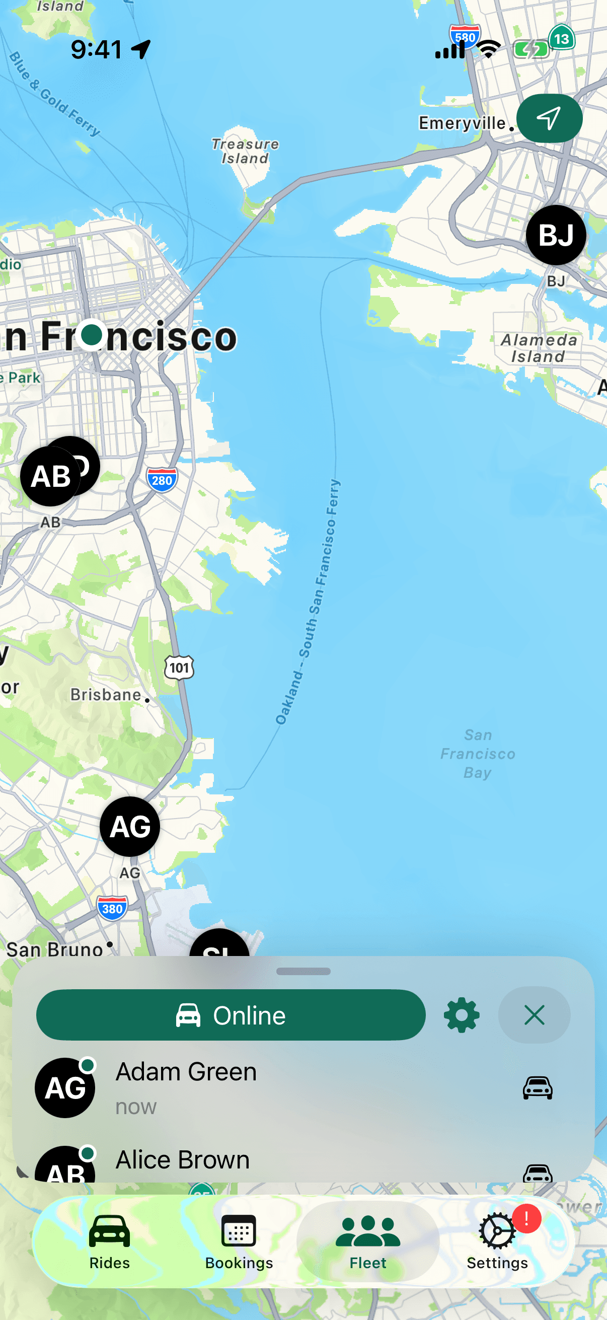 Real-time fleet driver tracking on mobile